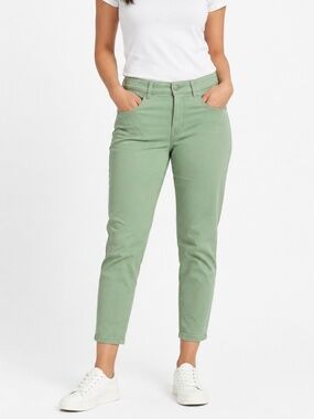 Democracy Ab Solution Women's Mint Green Cropped Pants Size 12 Stretch Roll Cuff